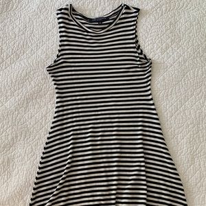 Striped Sleeveless Ribbed Knit Mini Dress